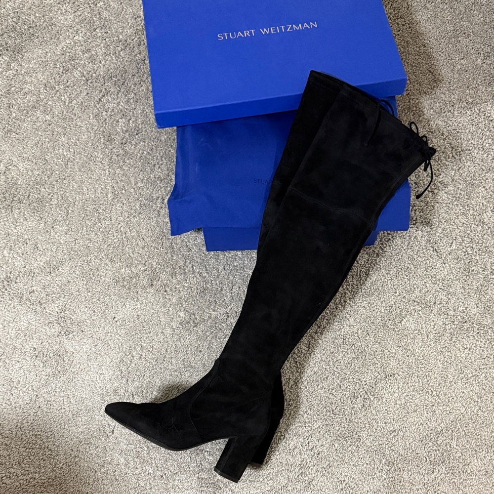 Stuart Weitzman Elegant Black Suede Over-the-Knee Boots